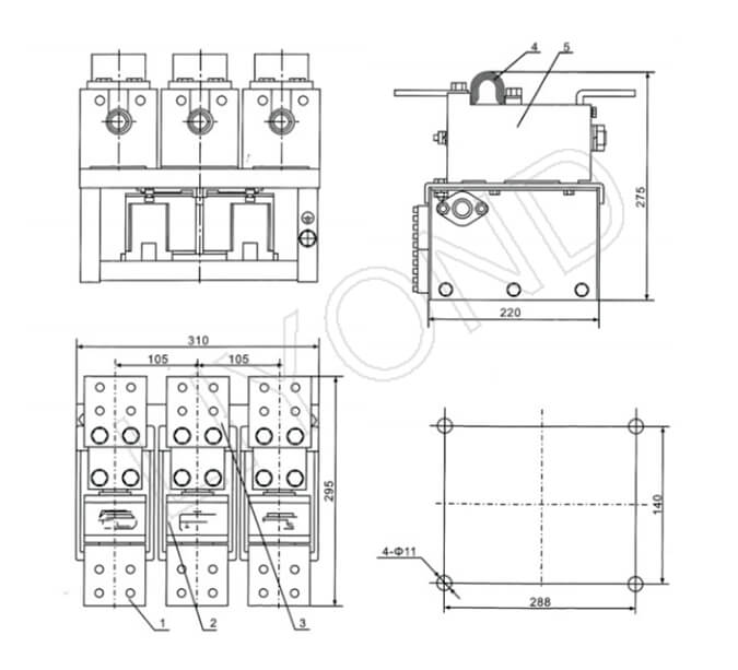 CKJ5-1.14KV-1600A contactor drawing