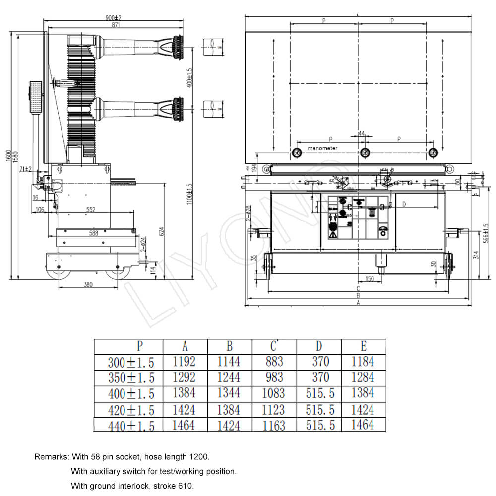 40.5kv sf6 VCB drawing